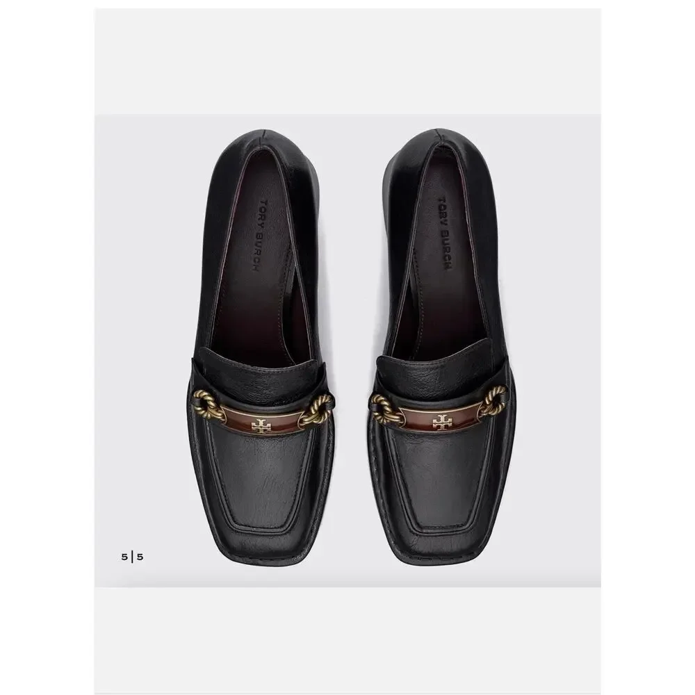 NIB Tory Burch Perrine Heel Loafers, Perfect Black, 7.5